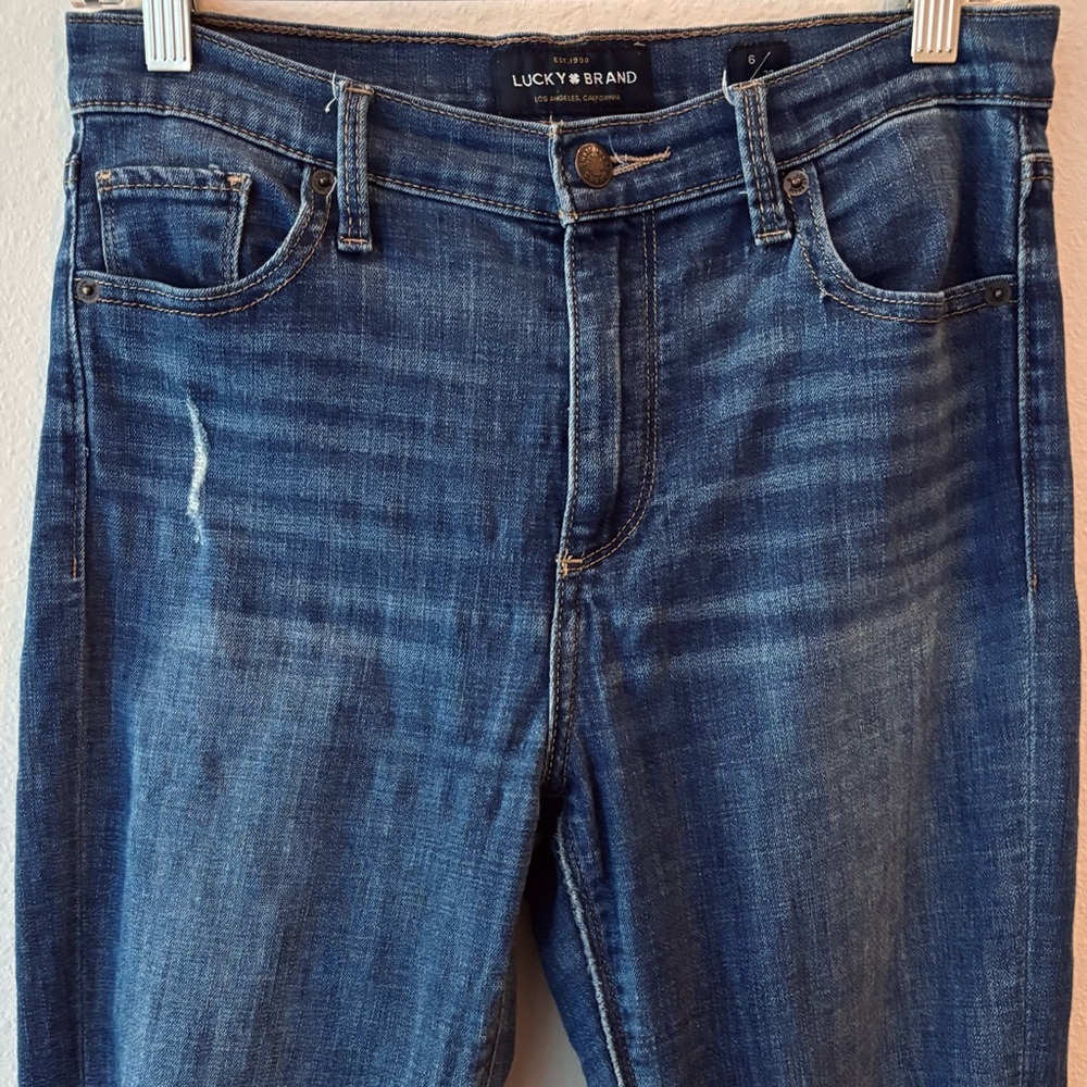 Lucky Brand Bridgette Skinny Jeans – Size 6/28 | Dark Wash Distressed - Picture 4 of 6